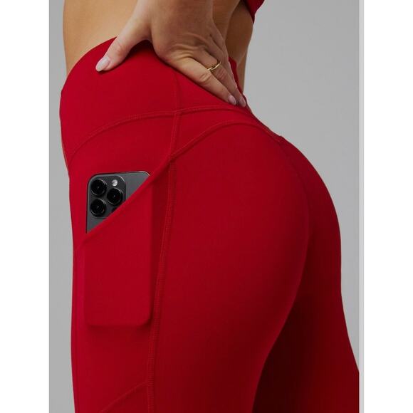 Fabletics PureLuxe Red Leggings 7/8 with Pockets, High Waisted, Size M/8 - Picture 7 of 10